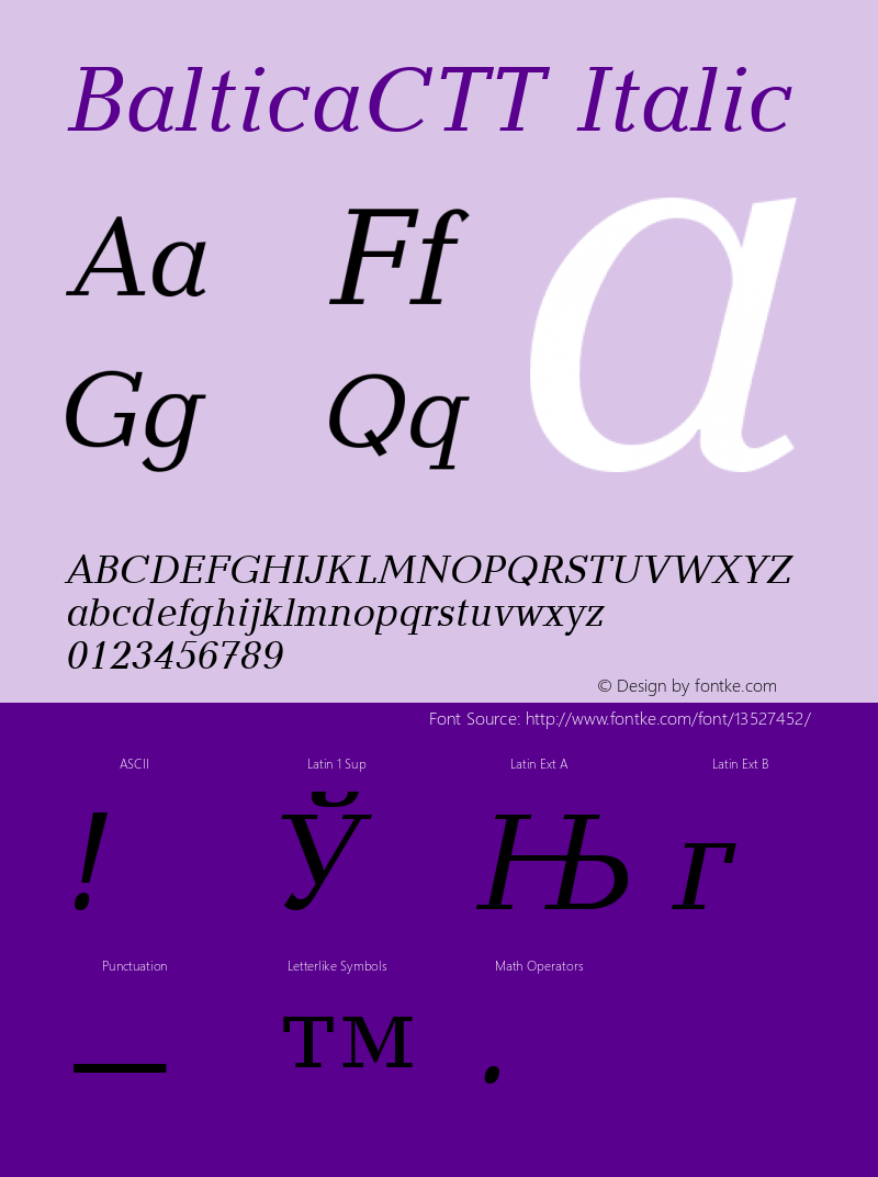 BalticaCTT Italic 1.000.000 Font Sample