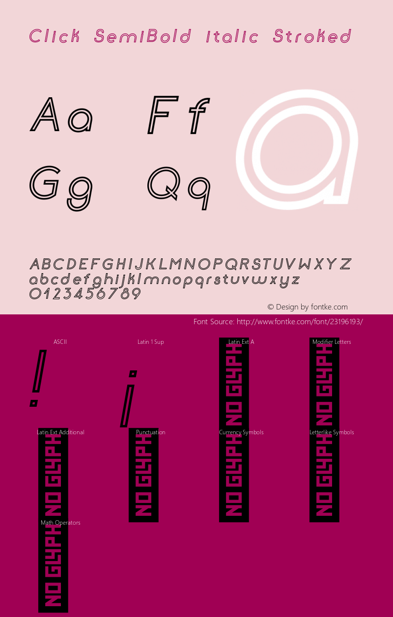 Click-SemiBolditalicStroked Version 1.000 Font Sample