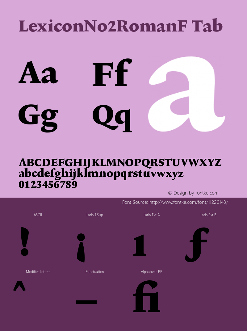 LexiconNo2RomanF Tab Version 001.000 Font Sample