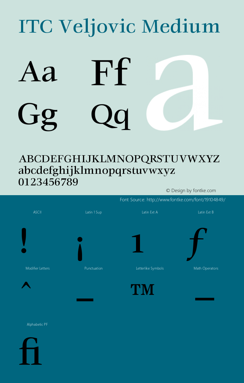 ITC Veljovic Medium Version 001.000 Font Sample