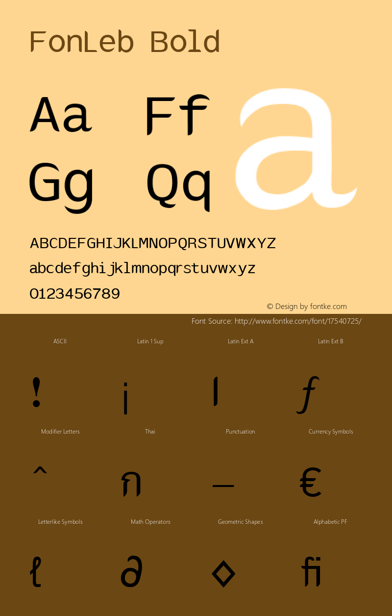 FonLeb Bold Version 1.0 2004 initial release 20/03/04 Font Sample