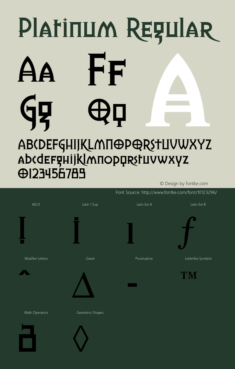 Platinum Regular 1.0 Font Sample