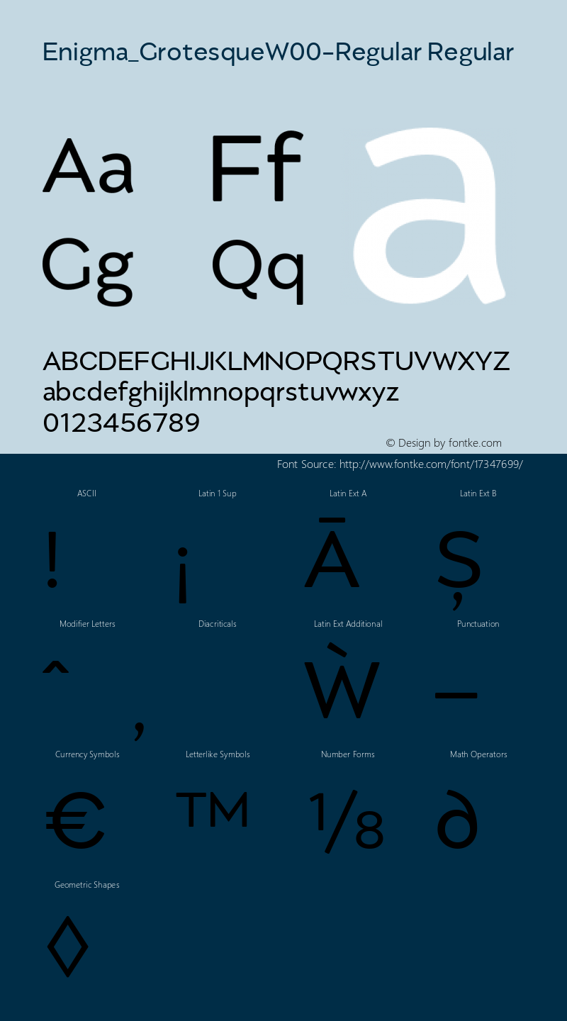 Enigma_GrotesqueW00-Regular Regular Version 1.00 Font Sample