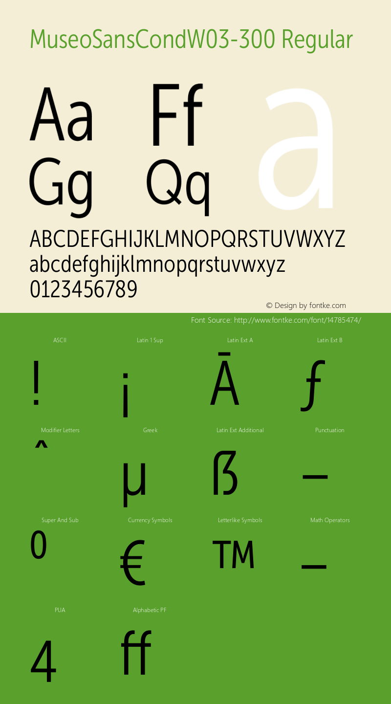 MuseoSansCondW03-300 Regular Version 1.23 Font Sample