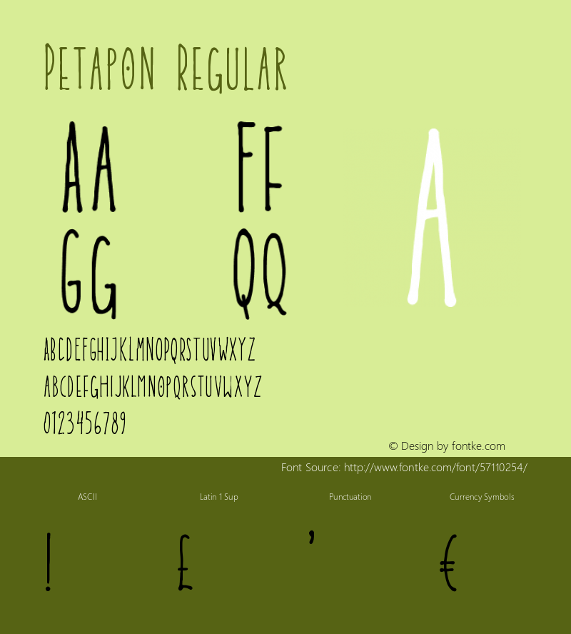 Petapon Version 1.0 Font Sample