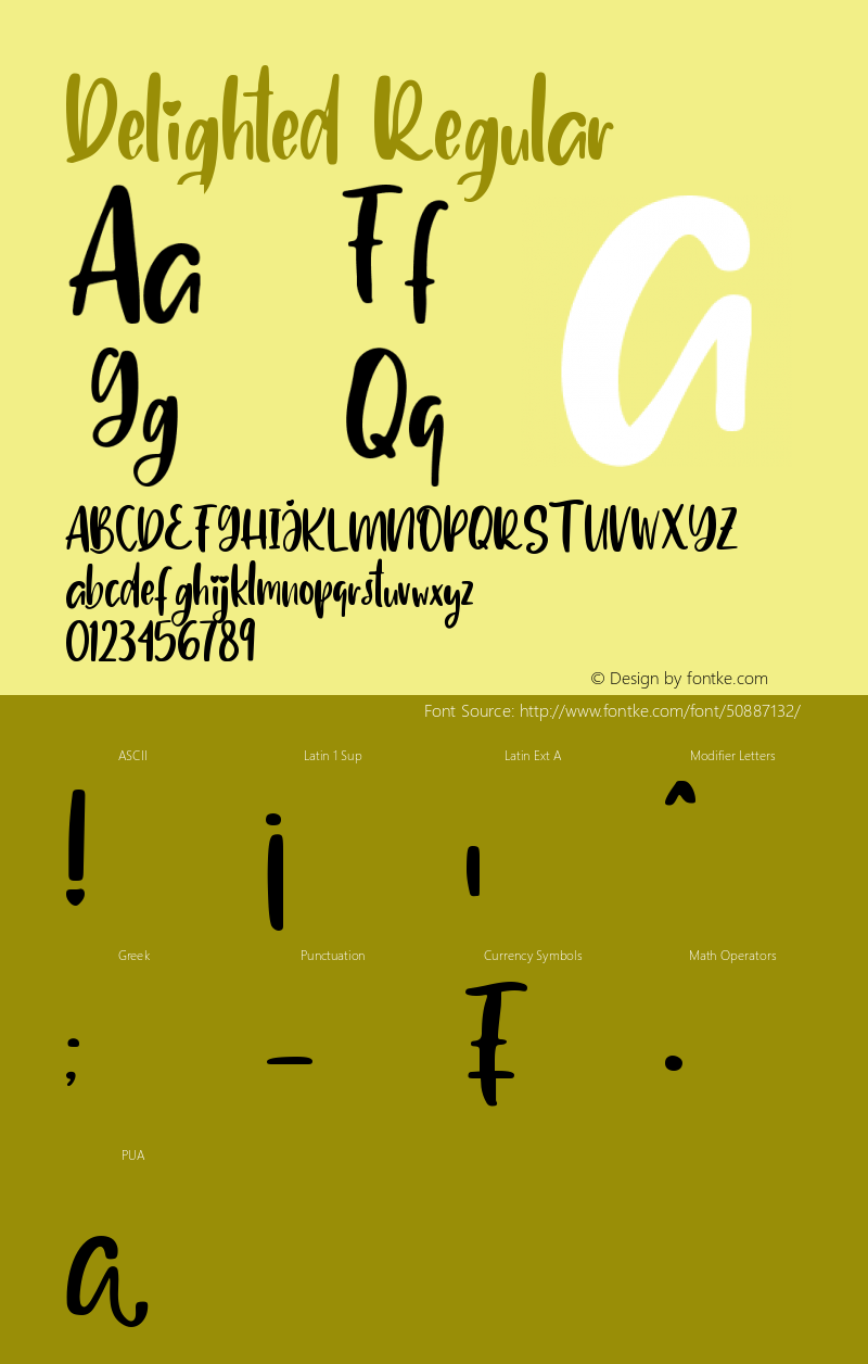 Delighted Version 1.00;July 25, 2019;FontCreator 11.5.0.2430 64-bit Font Sample