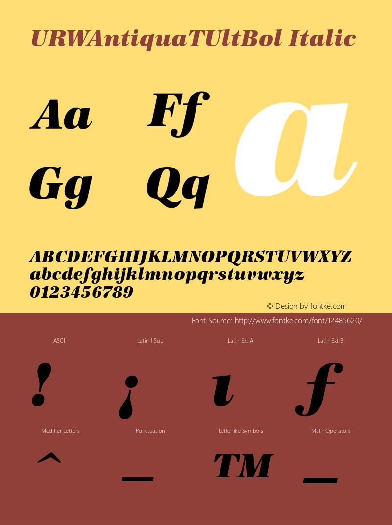 URWAntiquaTUltBol Italic Version 001.005 Font Sample