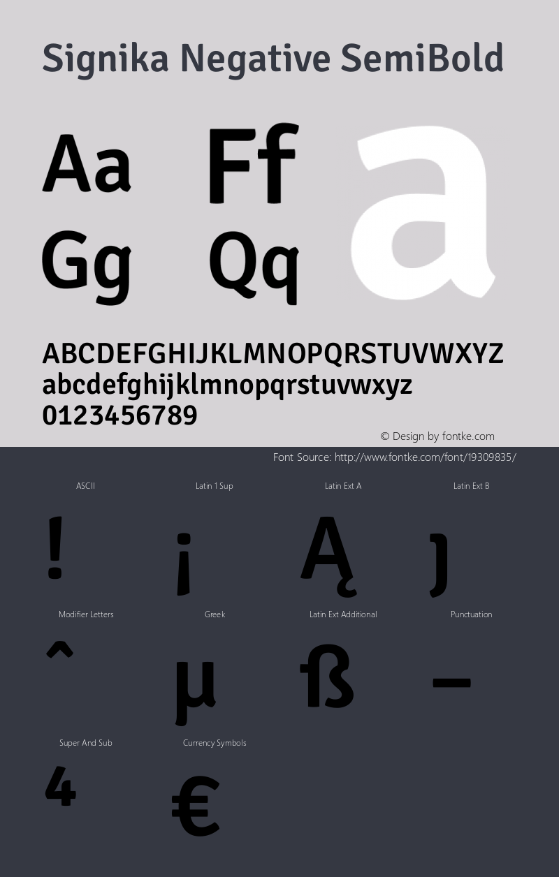 Signika Negative SemiBold Version 1.002 Font Sample