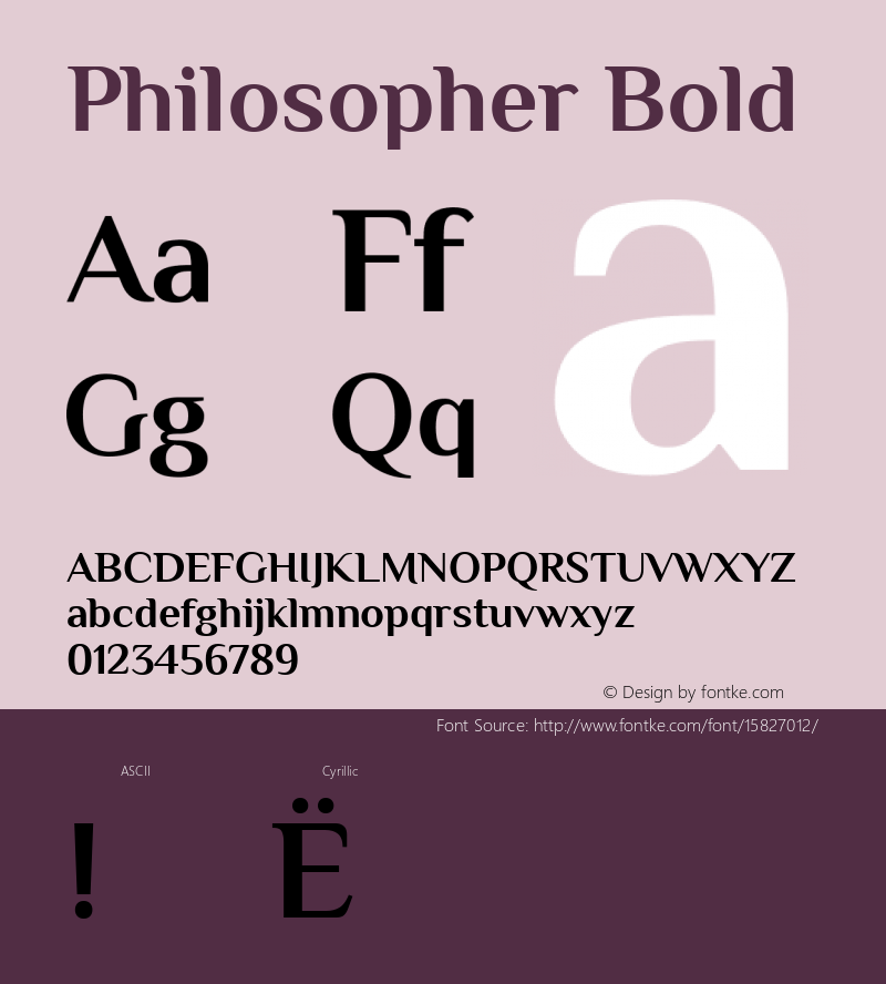 Philosopher Bold Version 1.000; ttfautohint (v1.4.1) Font Sample