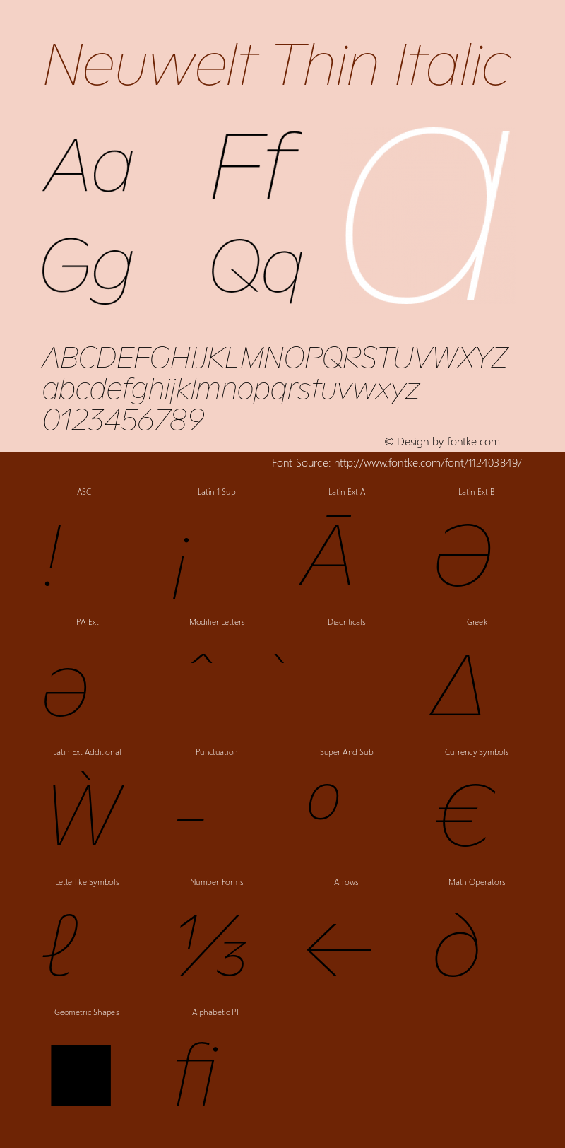 Neuwelt Thin Italic Version 1.00, build 19, g2.6.2 b1235, s3 Font Sample