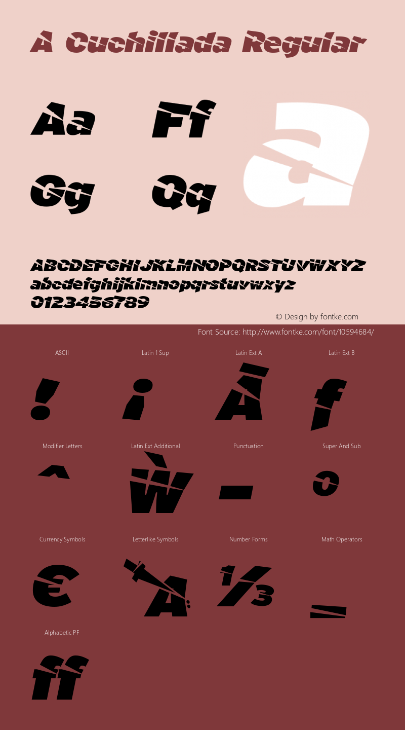 A Cuchillada Regular Version 2-9-14 Font Sample