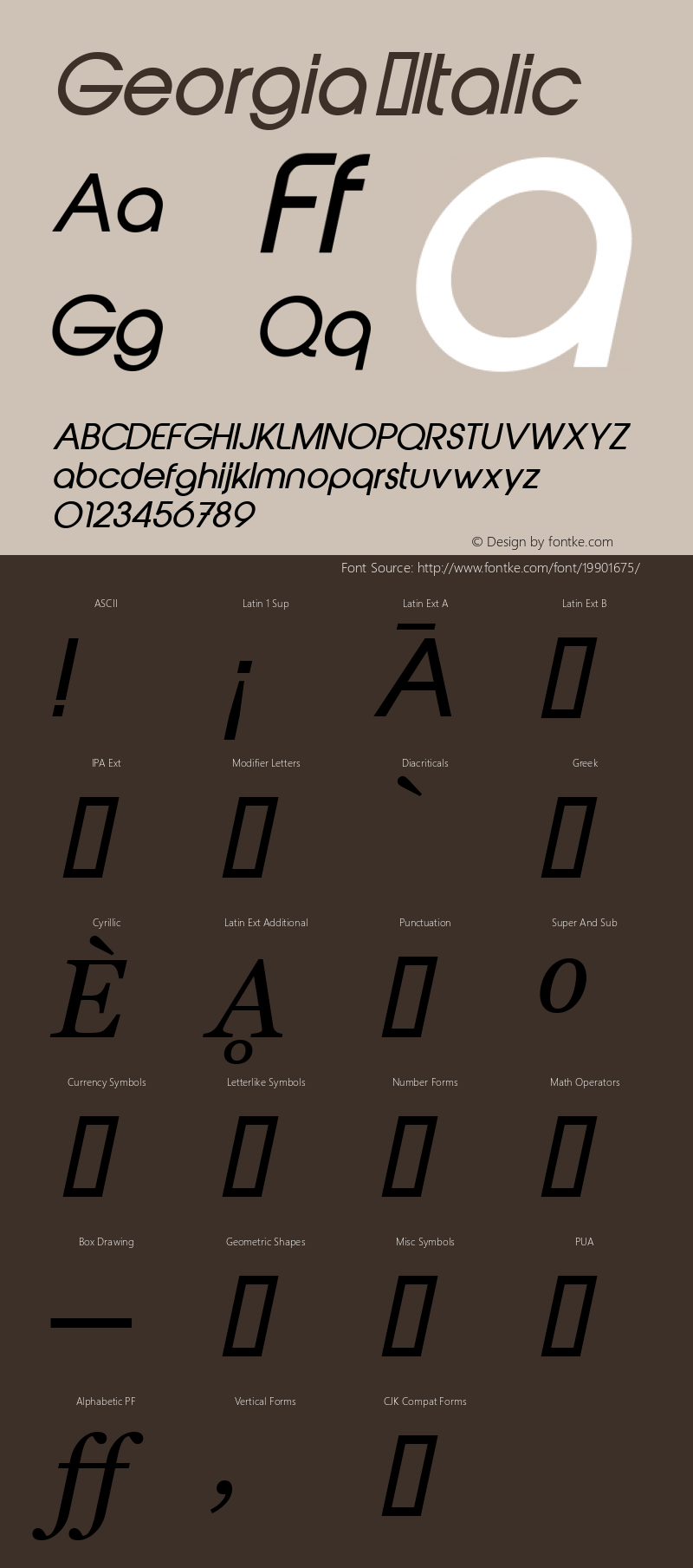 Georgia Italic Version 5.00x-4 Font Sample