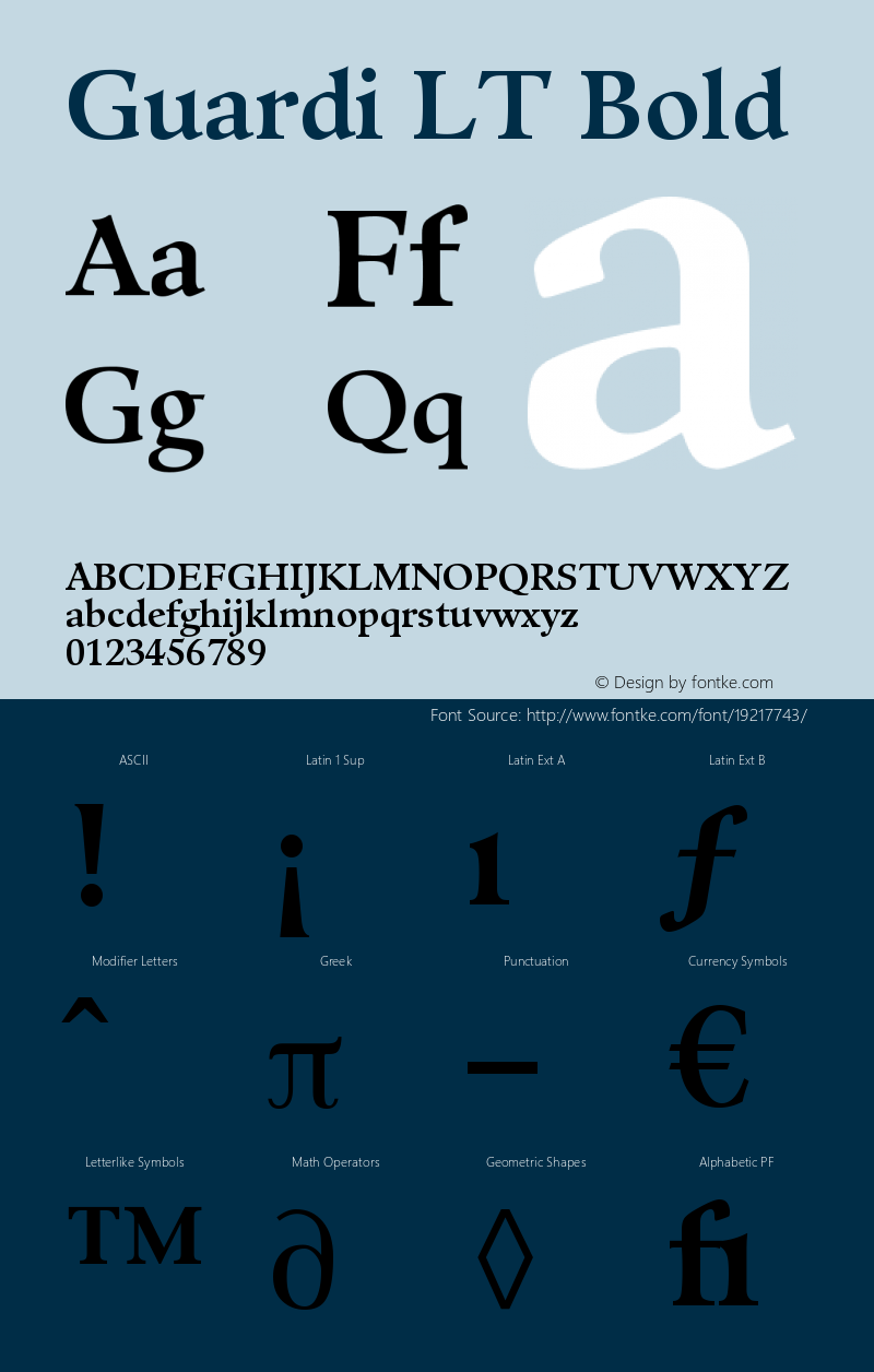 Guardi LT 75 Bold Version 006.000 Font Sample