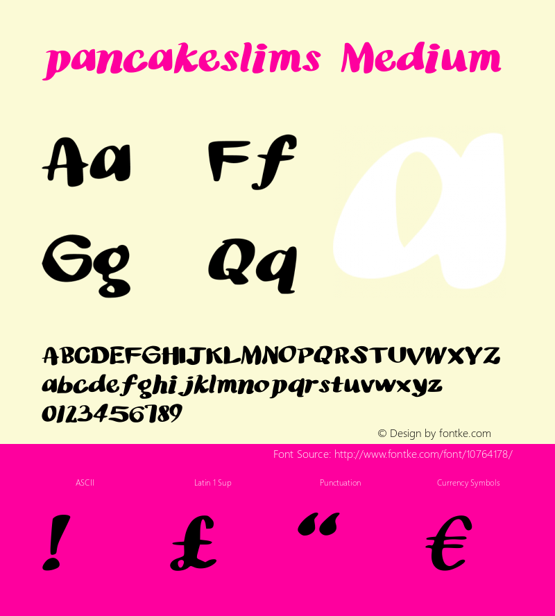 pancakeslims Medium Version 001.000 Font Sample