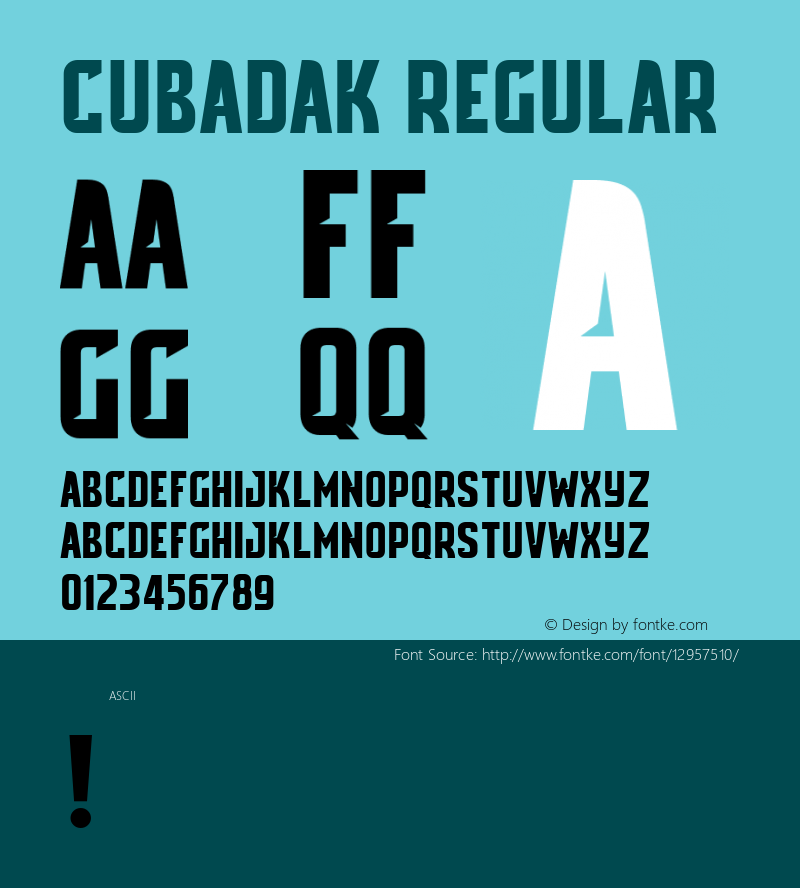 Cubadak Regular Unknown Font Sample