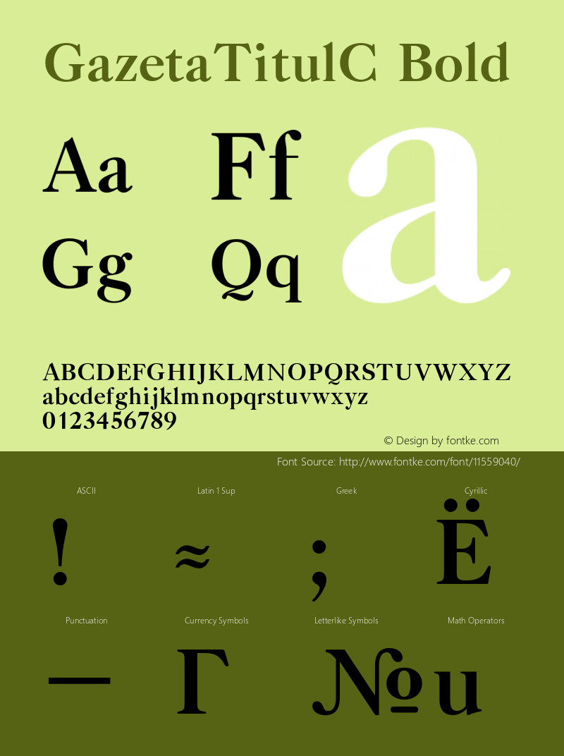 GazetaTitulC Bold Version 001.001 Font Sample