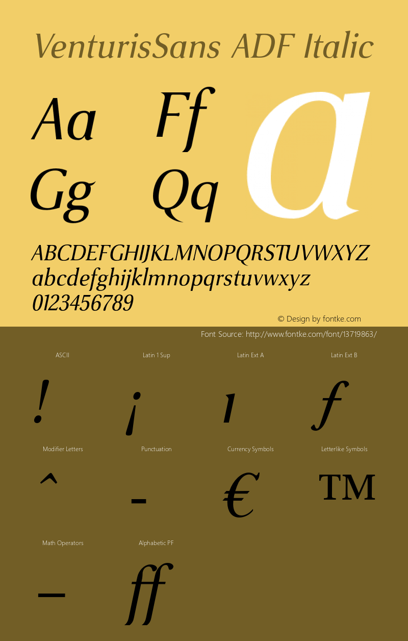 VenturisSans ADF Italic 1.005;FFEdit Font Sample