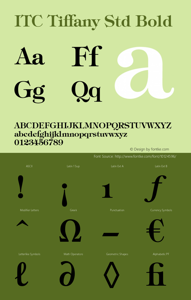 ITC Tiffany Std Bold OTF 1.018;PS 001.003;Core 1.0.31;makeotf.lib1.4.1585 Font Sample