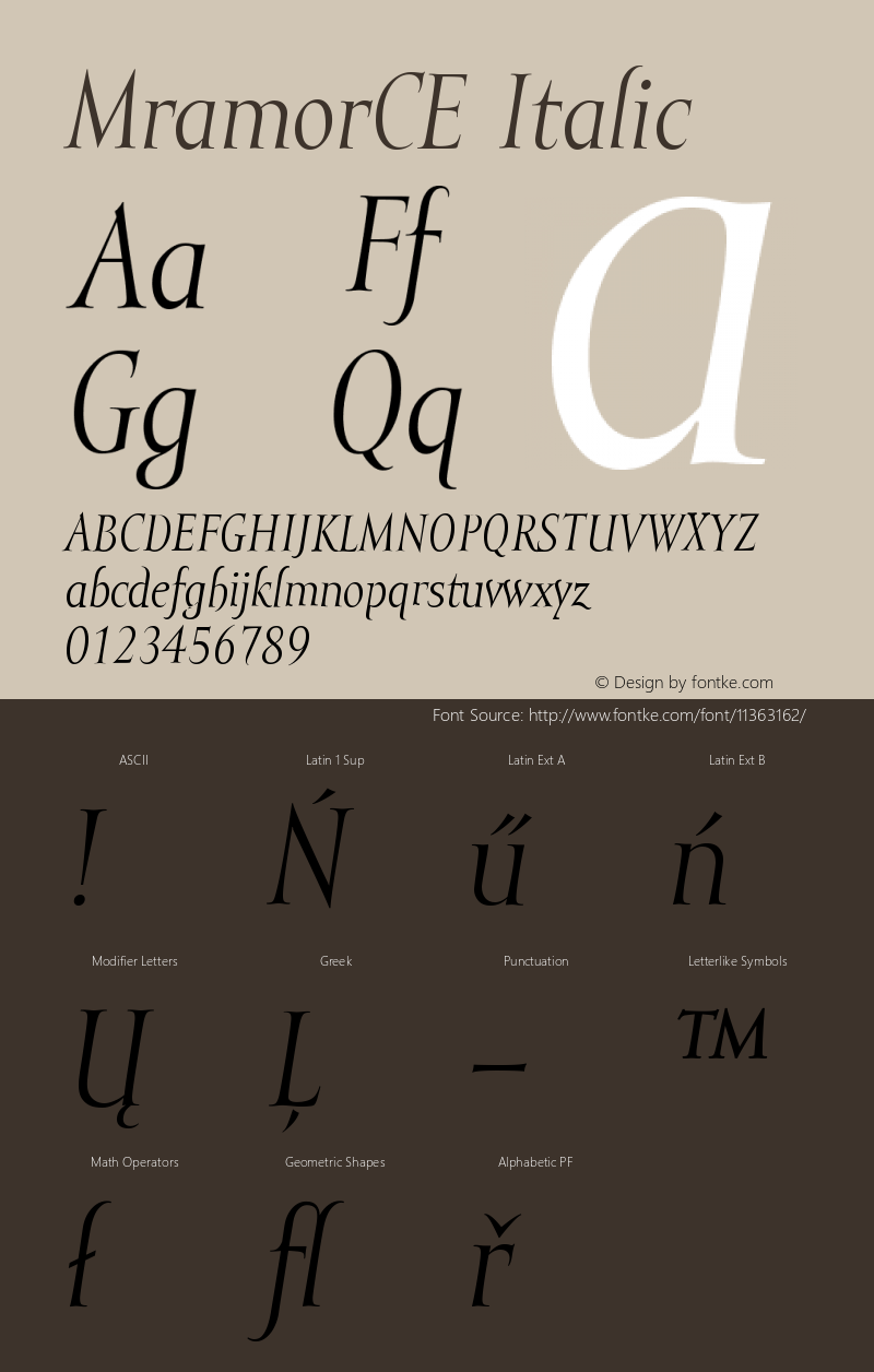 MramorCE Italic Version 001.000 Font Sample