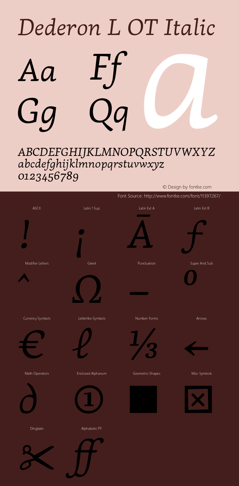 Dederon L OT Italic Version 1.000;PS 001.000;hotconv 1.0.38 Font Sample