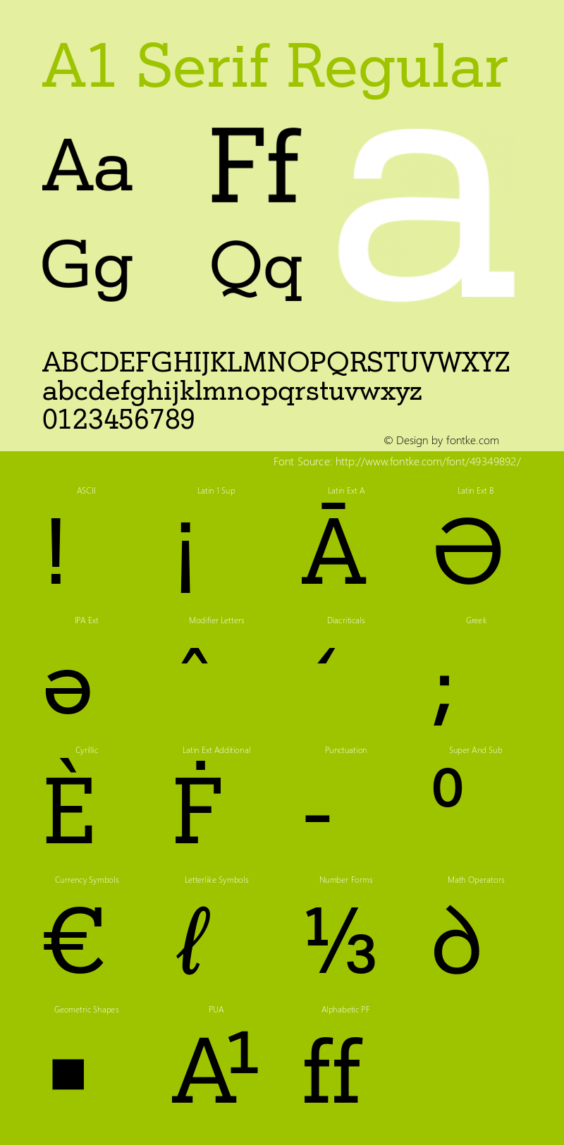 A1 Serif Version 5.00 Font Sample