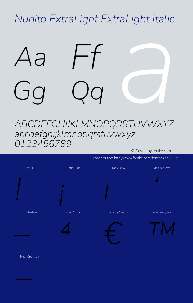 Nunito ExtraLight ExtraLight Italic Version 3.602图片样张