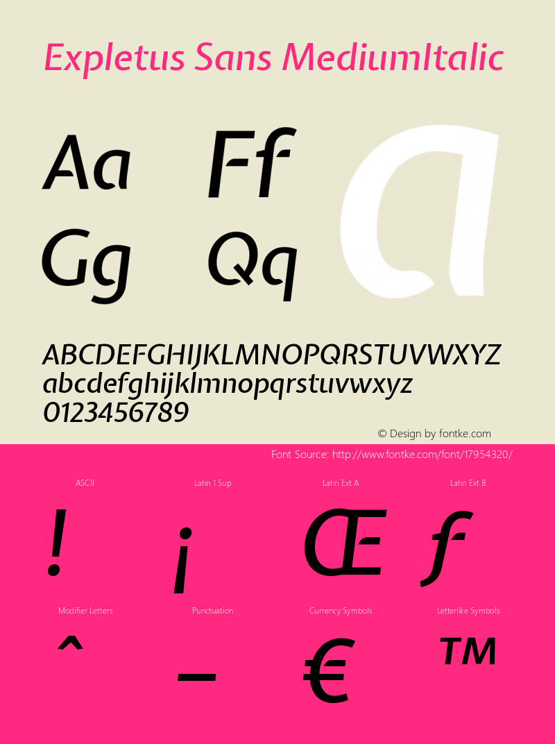 Expletus Sans MediumItalic Version 1.002 Font Sample