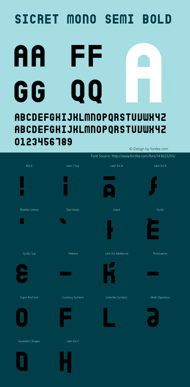 Sicret Mono Semi Bold 1.0 Font Sample