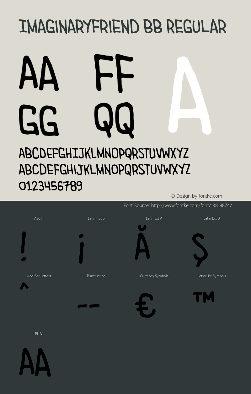 ImaginaryFriend BB Regular Version 1.000 Font Sample