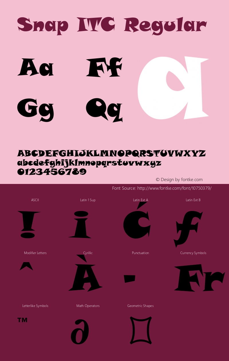 Snap ITC Regular Version 1.00 Font Sample