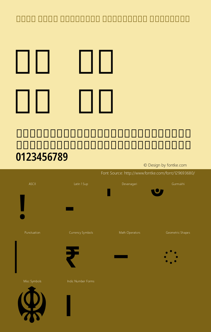 Noto Sans Gurmukhi Condensed SemiBold Version 2.001 Font Sample