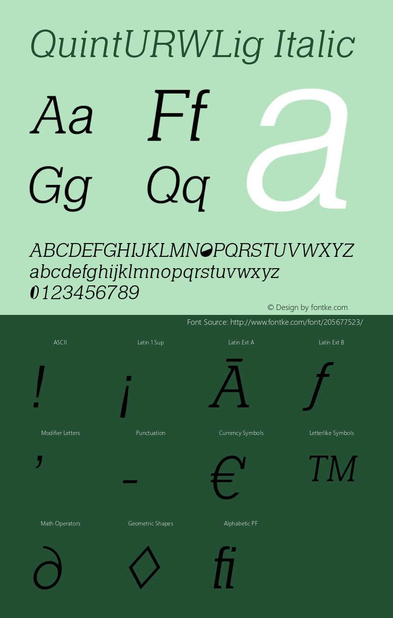 QuintURWLig Italic Version 1.00图片样张