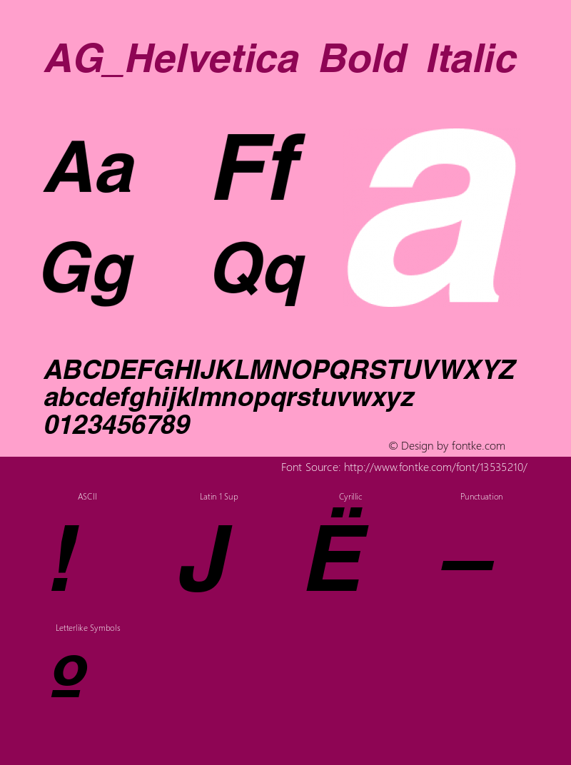 AG_Helvetica Bold Italic 001.000 Font Sample