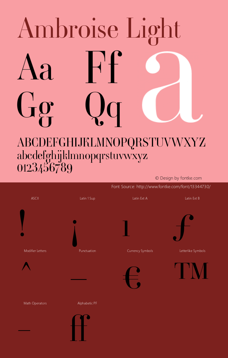 Ambroise Light Version 001.000 Font Sample