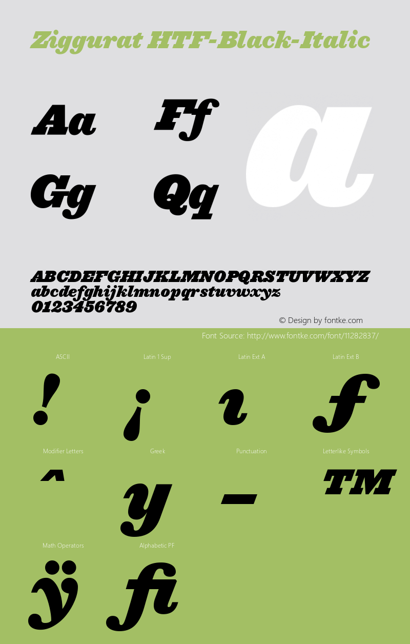 Ziggurat HTF-Black-Italic Version 001.000 Font Sample