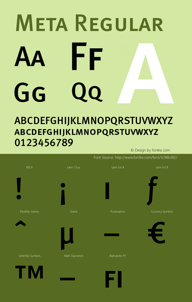 Meta Regular 004.301 Font Sample