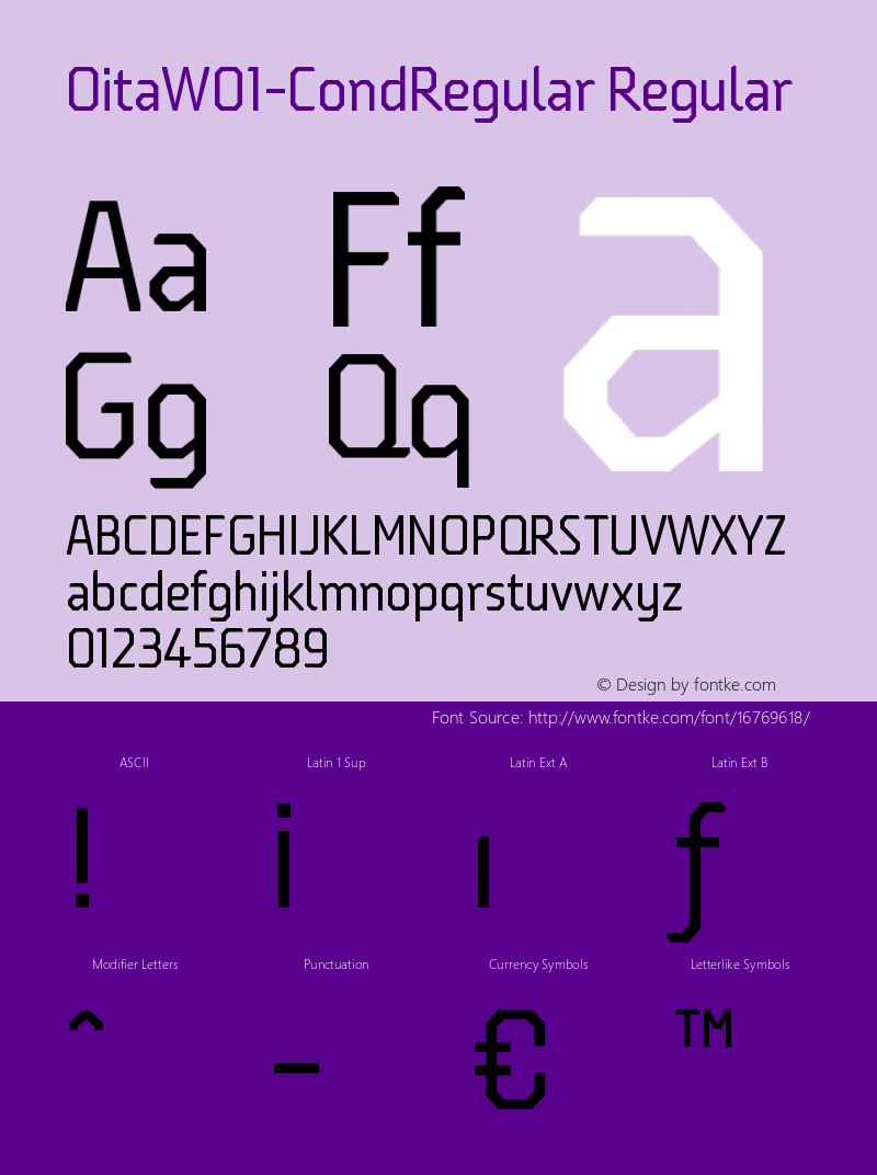 OitaW01-CondRegular Regular Version 1.00 Font Sample