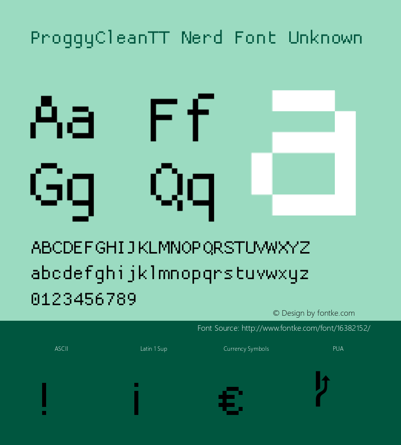 ProggyCleanTT Nerd Font Unknown 2004/04/15 Font Sample