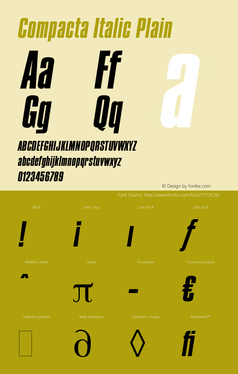 Compacta Italic Plain Version 005.000 Font Sample