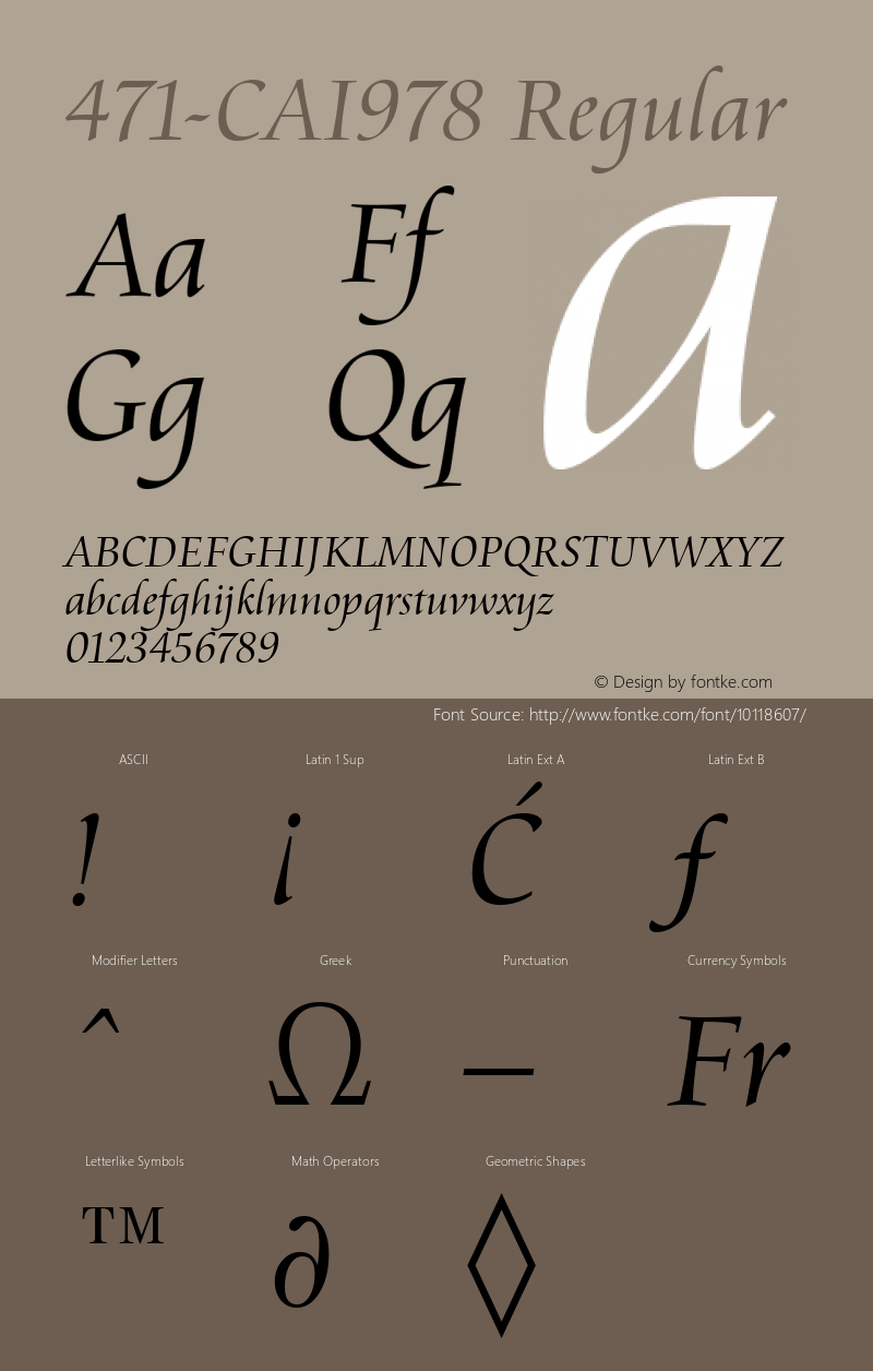 471-CAI978 Regular Version 1.00 January 3, 1999, initial release Font Sample