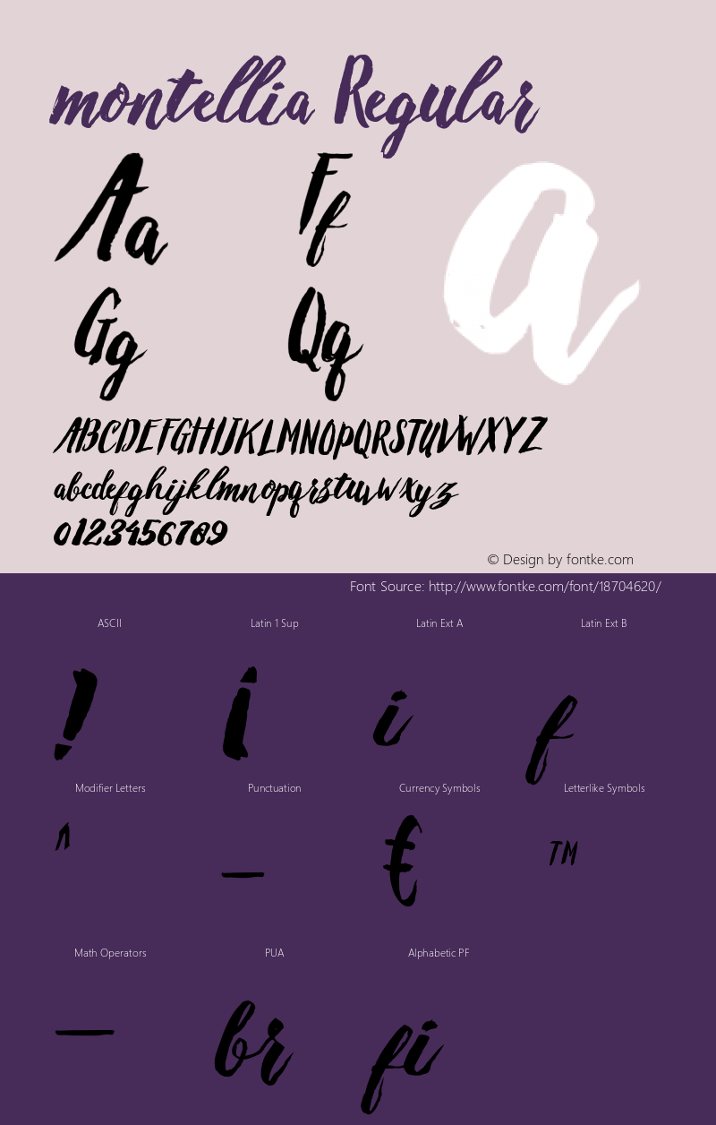 montellia Regular Version 1.000 Font Sample