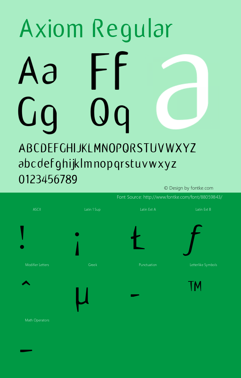 Axiom W05 Medium Version 4.10 Font Sample