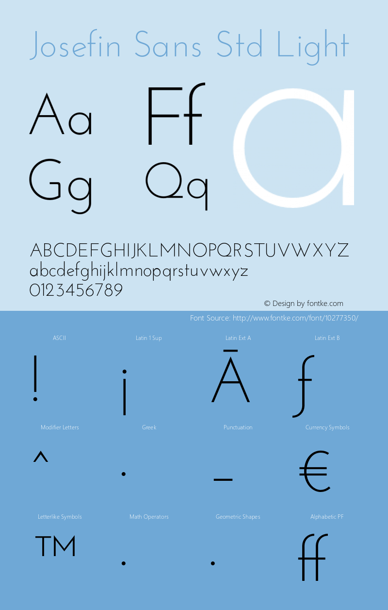 Josefin Sans Std Light Version 1.000 Font Sample