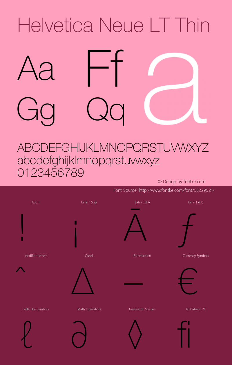 Helvetica Neue LT 35 Thin 001.000 Font Sample