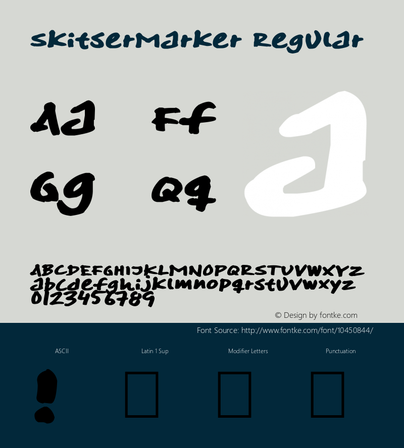 SkitserMarker Regular Version 1.00 September 25, 2012, initial release Font Sample