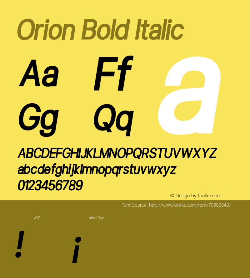 Orion Bold Italic Version 1.000;PS 001.000;hotconv 1.0.88;makeotf.lib2.5.64775 Font Sample