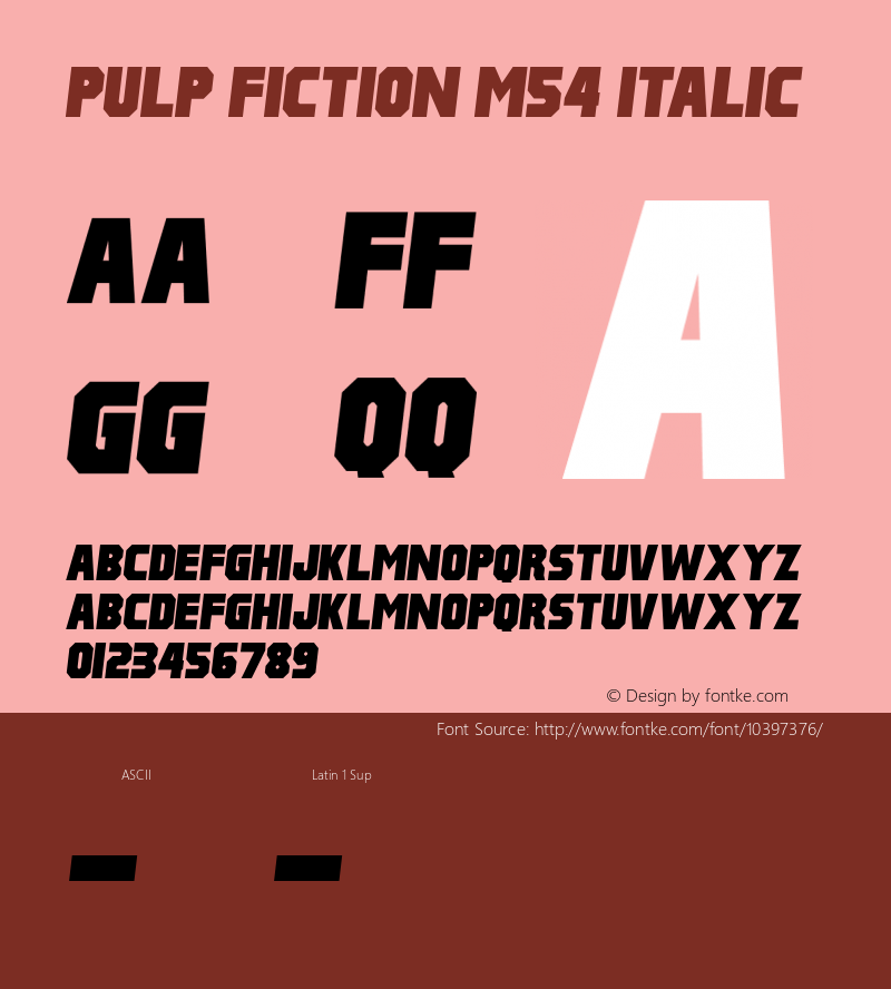 Pulp Fiction M54 Italic Version 1.00 November 27, 2010, initial release Font Sample