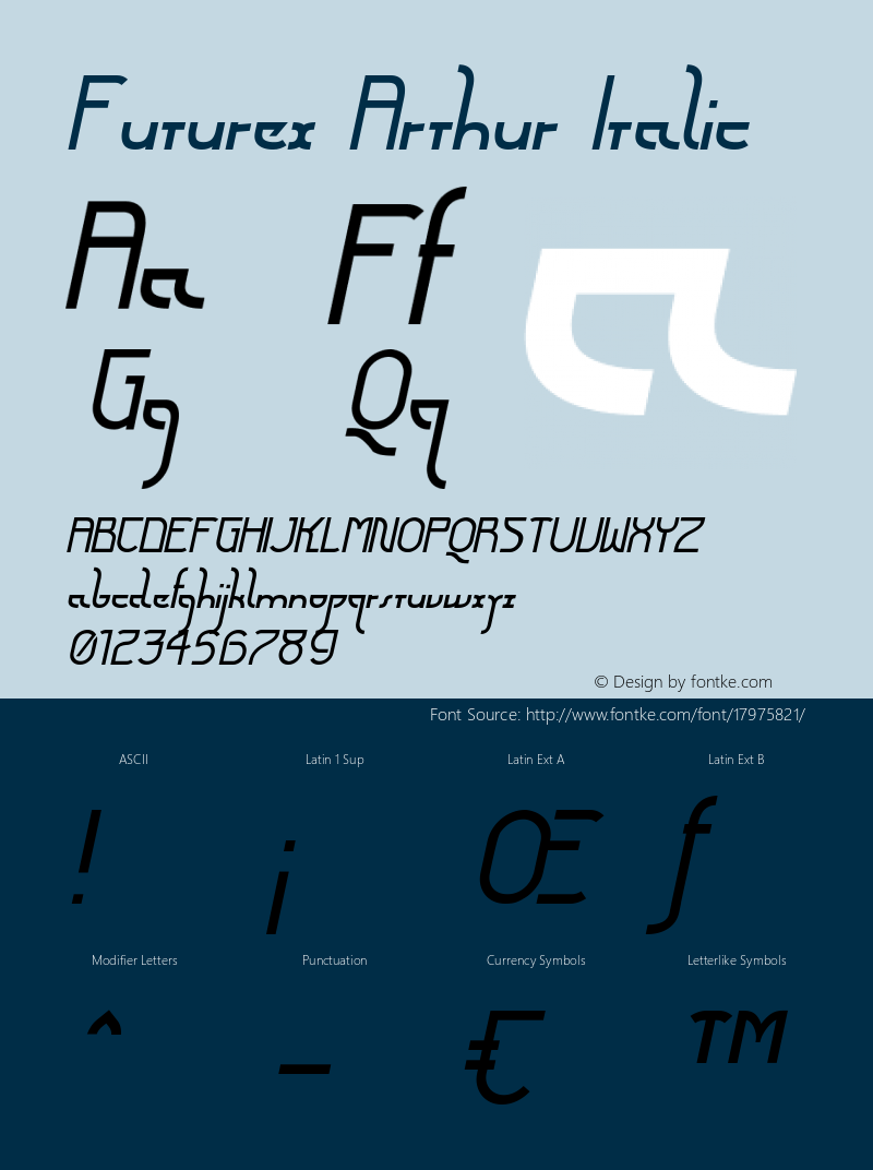 Futurex Arthur Italic Version 1.1 2009 Font Sample