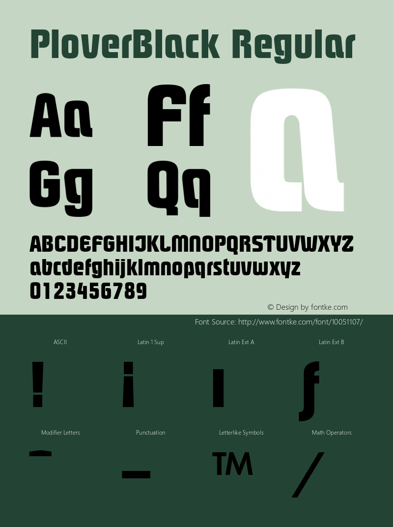 PloverBlack Regular The WSI-Fonts Professional Collection Font Sample