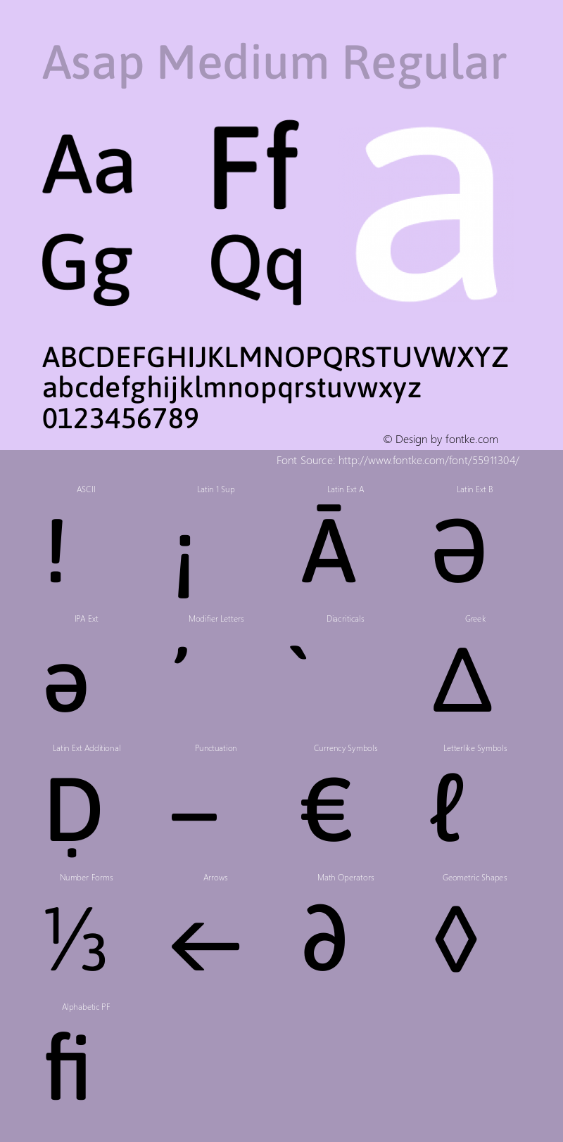 Asap Medium Version 1.010 Font Sample